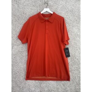NWT Fabletics The Training Day Polo Mens XL Red/Orange Raglan Short Sleeve Shirt